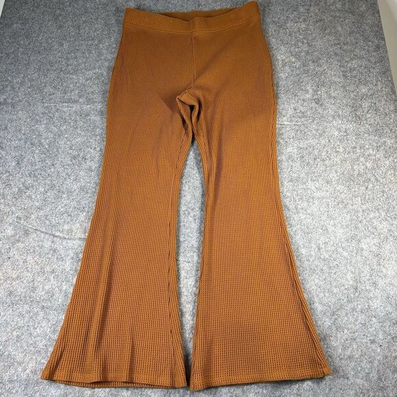 Aerie Pants Women’s XL High Waisted Waffle Knit Pull On Flare Loungewear Relaxed - Picture 1 of 10